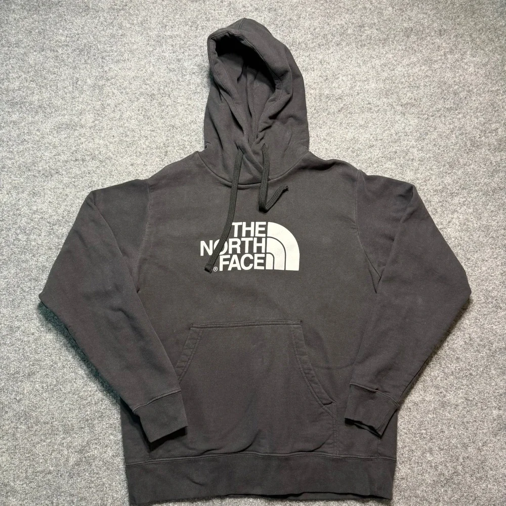 The North Face Hoodie Mens Medium Black Logo Pullover Sweatshirt